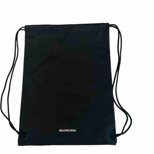 BALENCIAGA BLACK  NYLON DRAW STRING BACKPACK BAG 19x14 inc.